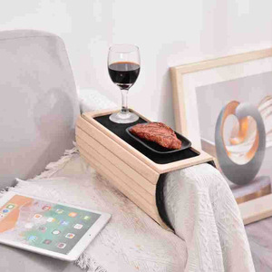Reposabrazos de sofá de madera de bambú plegable, bandeja, mesa, brazo de sofá, aperitivos, bebidas, Bandejas para servir para accesorios para el hogar - Product Image 2