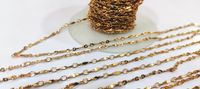 Cadena de Eslabones de Plata 925 con Baño de Oro 18K/Negro, Inoxidable y Brillante, Unisex, de Moda, Venta por Metro, al por Mayor, para Fiestas