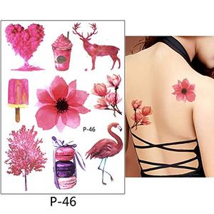 Retour violet-rouge CMJN <span class=keywords><strong>tatouage</strong></span> temporaire personnalisé étanche bras jambe autocollants fleurs oiseau loup renard <span class=keywords><strong>Animal</strong></span> pour femmes fille Art corporel - Product Image 1