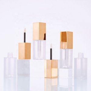 Luxury 5ml Gold Lip <b>Gloss</b> Tube Silver Square Lip <b>Gloss</b> Bottle Transparent Frosted Empty Lip <b>Gloss</b> Container with Thin Brush - Product Image 4
