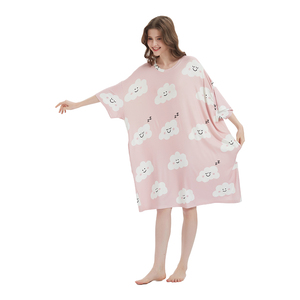 China Factory Round Neck Sleep Tee Übergroßes Nachthemd für Sommer Adult <span class=keywords><strong>Fat</strong></span> Night dress Plus Size Women - Product Image 3