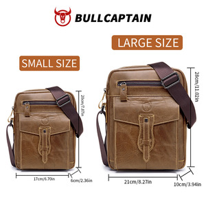 Sac bandoulière et messager décontracté pour homme BULLCAPTAIN, en cuir véritable fait main, grande capacité, style vintage - Product Image 4
