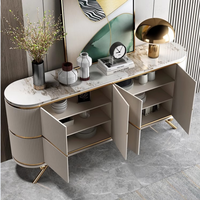 Oferta Especial: Aparador Moderno de Lujo Ligero de Roble para Sala de Estar y Comedor, Mueble de Almacenamiento con Tapa de Piedra para Villa y Apartamento