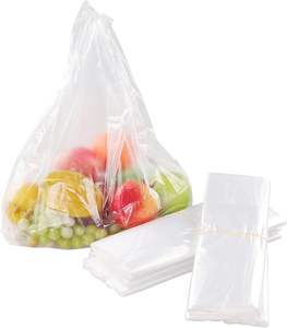 Clear HDPE Customizable T-Shirt <b>Bags</b> with Handles Reusable & Recyclable for Eco-Friendly Supermarket & Business Shopping - Product Image 1