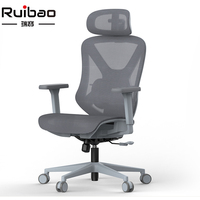 Chaise de bureau ergonomique moderne en maille Ruibao M3, pivotante, inclinable, avec accoudoirs et appuie-tête réglables