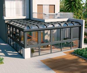 تصميم حديث من الشركة المصنعة في الصين إطار ألومنيوم <span class=keywords><strong>Sunroom</strong></span> خفف من الشرفة بسعر المصنع سقف مثلث للفيلات - Product Image 1