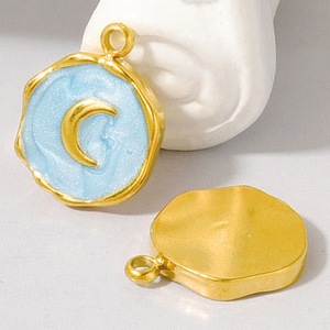 Pendentif Lune Océan en Acier Inoxydable Plaqué Or 18K avec Breloque Goutte d'Huile pour Collier et Bracelet DIY - Product Image 3