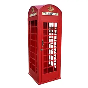 Antique Metal Iron Red London Telephone Box Phone Booth For Decoration