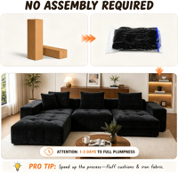VANBOW Modulares L-förmiges Cloud-Ecksofa Konvertierbares Knochenloses Sofa für Wohnzimmer