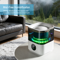 Purificateur d'air portable 2-en-1 anti-buée avec humidification, écran numérique HD, lumières LED colorées, 3 modes, faible bruit, pour la maison