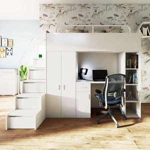 <span class=keywords><strong>Lit</strong></span> <span class=keywords><strong>superposé</strong></span> pour chambre d'enfant avec bureau et armoires pour adolescents et enfants - Product Image 2
