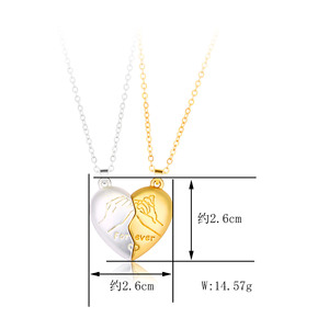 2ชิ้น/เซ็ตวันวาเลนไทน์สองดวงวิญญาณหนึ่งหัวใจจี้สร้อยคอคำสาบานของ<span class=keywords><strong>เธอ</strong></span>สร้างสรรค์สร้อยคอคู่แม่เหล็ก - Product Image 4