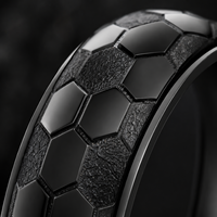 Bague d'éternité JLM Premium en acier titane, motif ballon de football personnalisé, style neutre, ajustement confortable, pour hommes et femmes, bijoux de mode