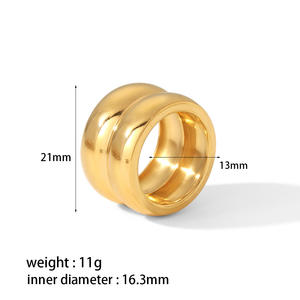 Suave fundido al por mayor pulido a mano 18K chapado en oro estilo vintage Acero inoxidable geométrico doble anillo para niños - Product Image 5