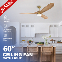 1stshine dernière lampe de plafond moderne 60 éclairage dimmable pas de bruit lame en bois led lampe de ventilateur de plafond
