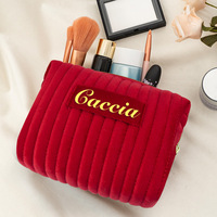 Trousse de Maquillage Brodé Rayé en Gros, Doux et Hypoallergénique, Grande Capacité, Organisateur de Voyage pour Cosmétiques