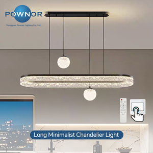 Lustre moderne de luxe rectangulaire en acrylique avec lumières sphériques pour salle à manger, cloche botanique, éclairage décoratif - Product Image 1