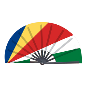 Abanicos de mano plegables de plástico con bandera de <span class=keywords><strong>Seychelles</strong></span> al por mayor para carnaval, boda, Festival, fiesta, agencia de viajes - Product Image 5