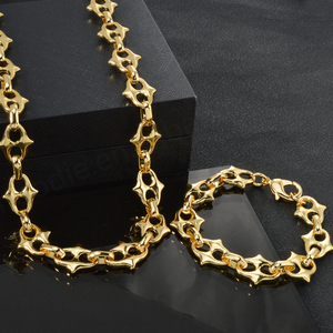 Collier et bracelet décontractés pour femme en cuivre plaqué or 18 carats, hypoallergénique, chaîne à maillons, motif géométrique, pierre naturelle pour - Product Image 4