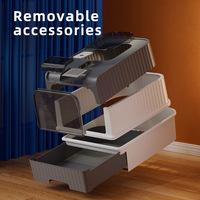 Bac à litière pour chat carré, entièrement fermé, grand format, anti-éclaboussures, facile à nettoyer, avec désodorisant automatique, lampe ultraviolette rechargeable