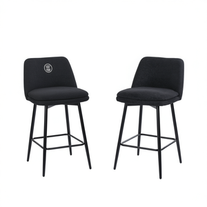 Taburetes de Bar Tapizados, Altura del Asiento de 25.6 Pulgadas, Base Giratoria de Metal, Juego de Muebles de Barra de Cocina Contemporáneos, Juego de 2 - Product Image 1