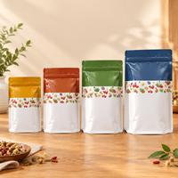 Sachets d'emballage pour thé à fond plat avec fermeture éclair, scellage huit côtés, imprimés sur mesure pour thé en vrac chinois, bien-être, aliments pour animaux de compagnie
