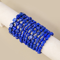 Bracelet extensible en perles de lapis-lazuli naturel, forme irrégulière, pierres semi-finies, bijoux en lapis-lazuli