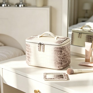 Custom Large Crocodile PU Cosmetic Bag Organizer Beauty Case Genuine Leather Zipper Make up Bag Travel <b>Storage</b> Bag - Product Image 2