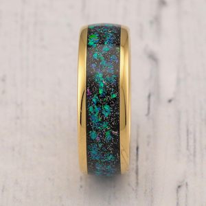 Pareja moda grabado personalizado galaxia ópalo oro tungsteno anillos para hombres mujeres boda banda compromiso <span class=keywords><strong>promesa</strong></span> regalo - Product Image 4