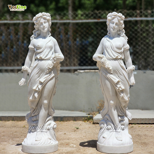 Statue de femme en marbre <span class=keywords><strong>blanc</strong></span> sculptée à la main, taille réelle, sculpture de jardin, figure de dame classique, décoration extérieure pour villa, patio, pelouse - Product Image 3
