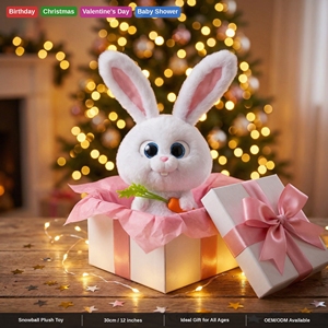 Conejo de Peluche Ultra Suave Snowball, Juguete de Peluche de 30 cm y 0.2 kg, Orejas Flexibles con Alambre, Muñeco de Algodón PP Suave para Niños, Regalo - Product Image 5