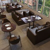 Combinaison Table et Chaises Carrées en Bois Massif Écologique pour Cafés, Restaurants Occidentaux, Bars, Salons de Thé et Magasins Commerciaux
