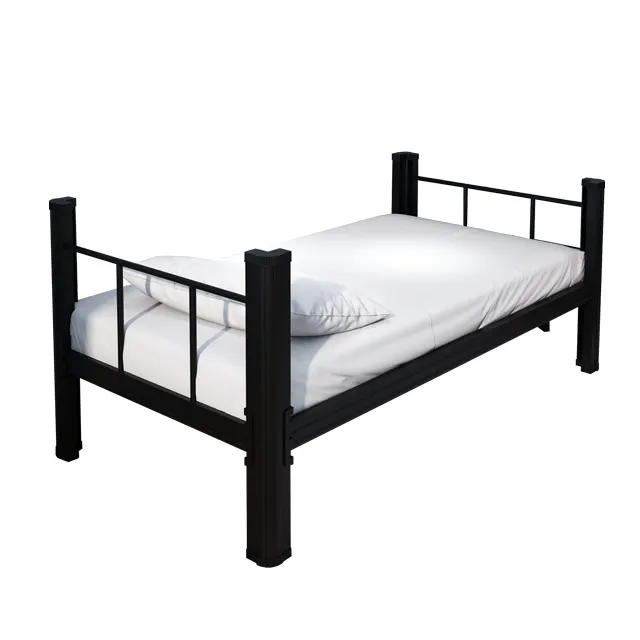 School furniture Simple dormitory student staff steel bed black white iron single metal bed frame for bedroom