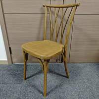 Chaise d'événement en résine grain de bois marron, style saule bouclé, démontable, robuste, pour décoration de fête extérieure et mariage, vente en gros