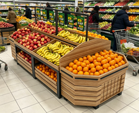 Commerciële houten displayrek met 10 planken voor groenten en fruit, supermarkt fruit- en groentenopslag, displaybalie