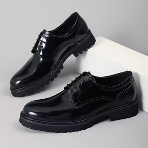 Zapatos de Vestir con Cordones Cómodos para Hombre, de Cuero Genuino, para Bodas y Oficina, con Suela Gruesa, Formales de Negocios, Oxford Casuales - Product Image 1