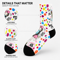 Chaussettes de sport personnalisées Mushafier OEM pour adultes - Chaussettes sans couture respirantes à séchage rapide absorbant la transpiration résistantes aux déchirures à impression numérique