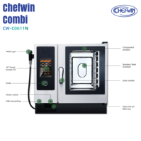 Four combiné commercial 6 plateaux, conception sans chaudière, multi-cuisson, électrique, en acier inoxydable, haute efficacité, écran tactile numérique pour