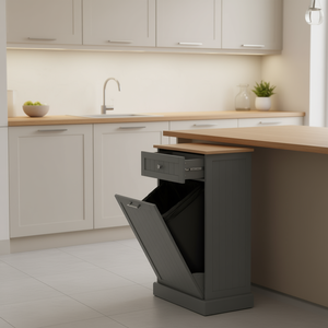 Gabinete de Basura Abatible Gris, Mueble de Cocina Independiente con Cajón, Modelo D0100XF3XC8 - Product Image 2