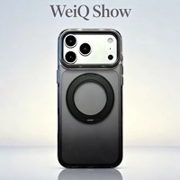 Coque de téléphone iPhone 17 Pro Max avec support double anneau dégradé, transparente imprimée violet-orange, personnalisable en gros