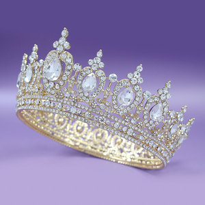 Stile barocco europeo corona stile barocco performance dei capelli decorati corona di cristallo di lusso luce