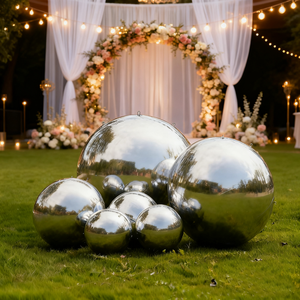 Boule miroir gonflable en PVC argenté brillant, décorations de jardin pour les fêtes et les événements, sphère de ballon - Product Image 4