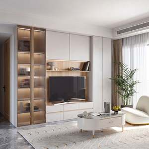 Meuble TV en bois LED polyvalent de qualité supérieure pour salon et hôtel, design intelligent avec des fonctionnalités réglables, convient aux téléviseurs de 65 pouces - Product Image 4