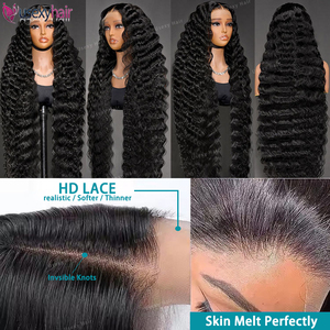 Perruque Lace Front HD Originale Vietnamienne de 40 Pouces, Cheveux Humains Naturels Ondulés Profonds, Vente en Gros Directe des Fabricants Chinois - Product Image 4