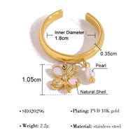 Bague pendentif en forme de cœur trèfle à quatre feuilles sertie de diamants pour femme RH Luxury, plaquée or 18 carats, acier inoxydable, bijoux tendance