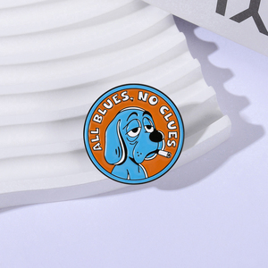 ALL BLUES, NO CLUES Brosche Emaille-Anstecknadeln Cartoon Anime Blauer Trauriger Hund mit Zigarette Broschen Rucksack Revers Abzeichen Schmuck Geschenk für Freunde - Product Image 3