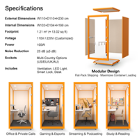 Cabine Acoustique Individuelle Portable pour Espace de Travail Privé – Idéale pour Bureau Open Space, Centre d'Appels, Hôtel, Hôpital, École, Studio
