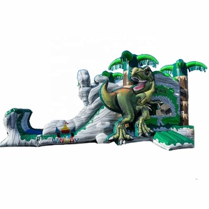 WINWAYTOYS Dinosaure 4-en-1 T-<span class=keywords><strong>Rex</strong></span> <span class=keywords><strong>Grand</strong></span> Combo Gonflable Sec Château Gonflable avec Toboggan 8x4m <span class=keywords><strong>Capacité</strong></span> 500kg - Product Image 1