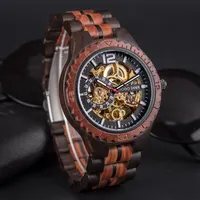 उच्च अंत दोदो हिरण कस्टम लोगो के साथ सबसे अच्छा डिजाइन क्लासिक रेट्रो परंपरा लकड़ी कलाई घड़ी Mens शीर्ष मैकेनिकल Movt घड़ियों