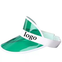 Casquettes de soleil transparentes en PVC, ajustables, multicolores, à visière large, personnalisables pour la publicité, en plastique